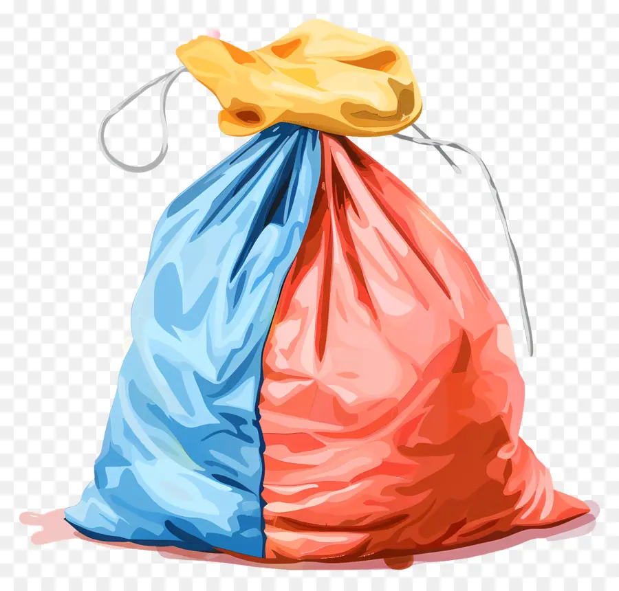 borsa per lavanderia spazzatura rifiuti domestici in plastica - Borsa di immondizia in plastica blu e arancione piena