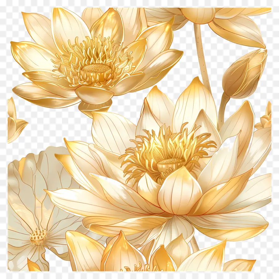 Goldwasser Lilien Lotus Blumen golden Nahaufblüte - Nahaufsicht der goldenen Lotusblumen