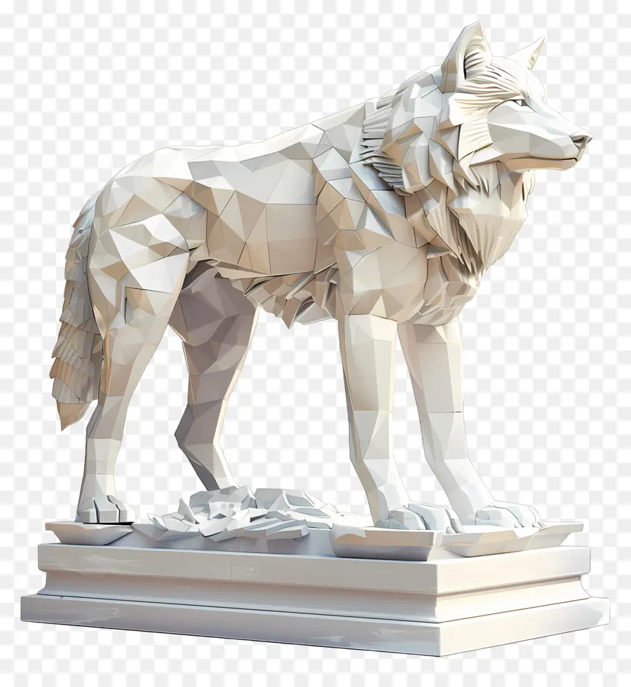 Wolf Wolf Statue Patrone ritagli anatomici posa espressione ringhiante - Statue di lupo realistica e dettagliata del white paper