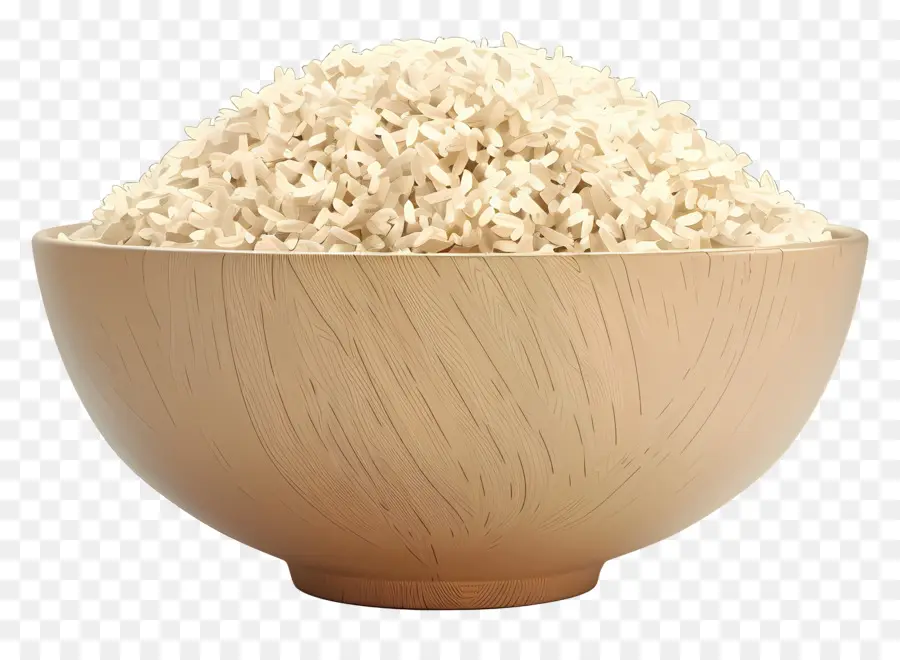 Rice di riso cotto ciotola di legno in legno scuro lucido - Ciotola di riso sulla superficie scura riflettente