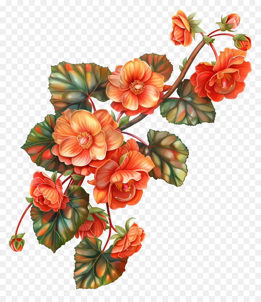 Frühlingsblumen - Heller, fröhlicher Ast mit roten/rosa Blumen