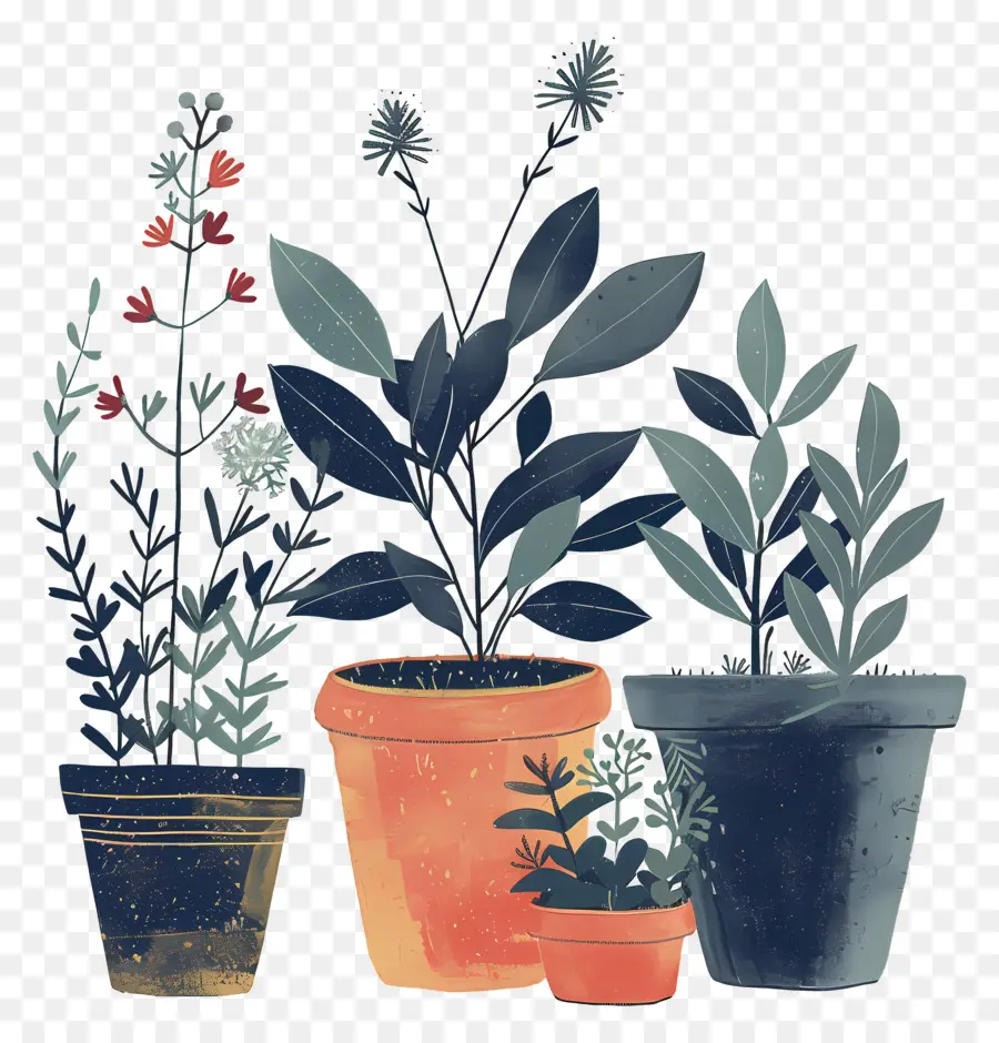piante da vivaio piante in vaso decorazioni botaniche piante da fiori - Piante in vaso colorate disposte naturalmente sulla superficie