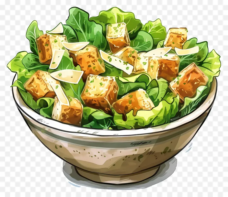 Salat - Salat mit Croutons und Balsamico -Vinaigrette -Dressing