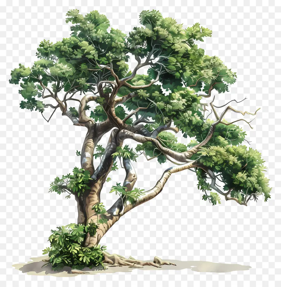 Kapok -Baumbaumzweiste verlässt grün - Großer grüner Baum mit dicken Ästen Blätter