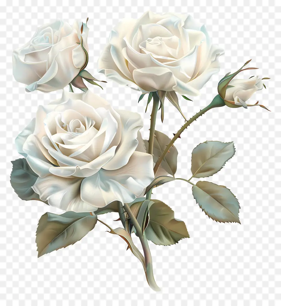 weiße Rosen - Drei weiße Rosenstrauß auf grünen Hintergrund