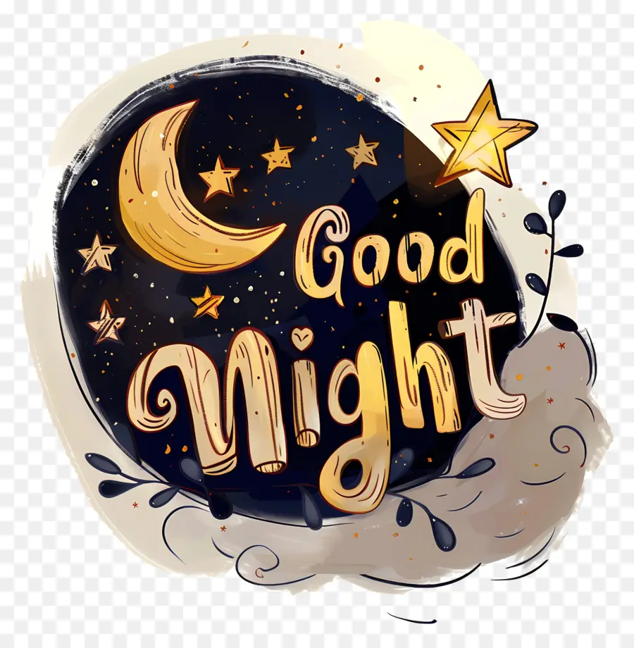Gute Nacht Gute Nacht Malmale Nacht Sky Art Mond und Sterne malen realistische Nachtszene - Handgezogenes Gemälde des Nachthimmels