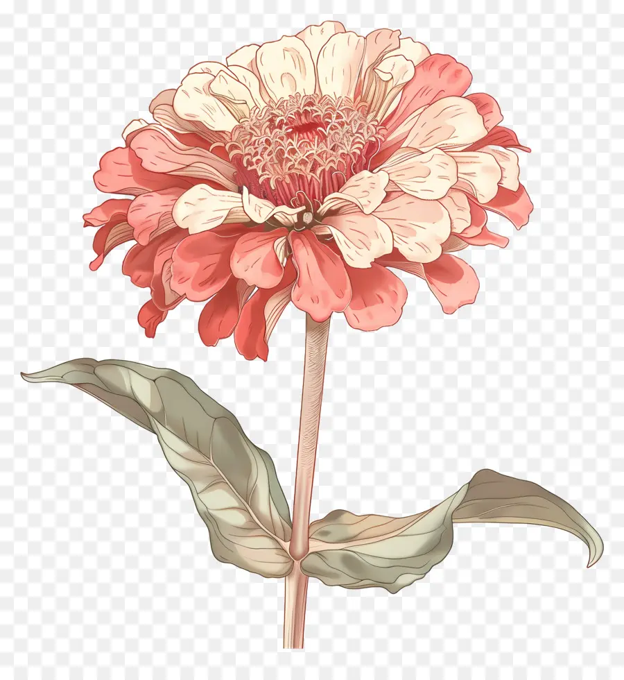 rosa Blume - Rosa Blume mit gebogenen Blütenblättern und Blättern