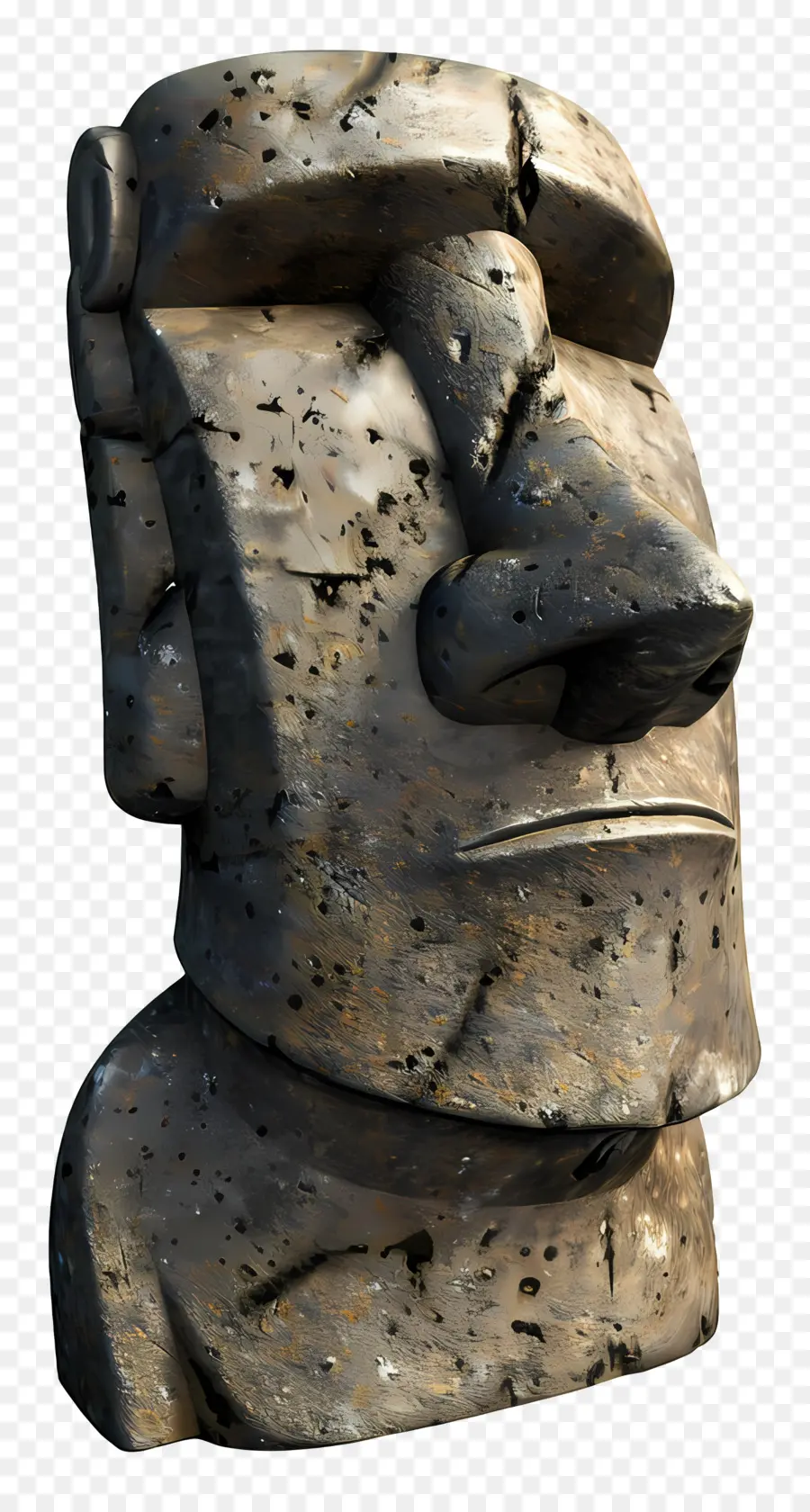 Moai Stone điêu khắc mô hình 3D kết cấu thực tế đầu đá - Mô hình 3D của đầu đá gồ ghề