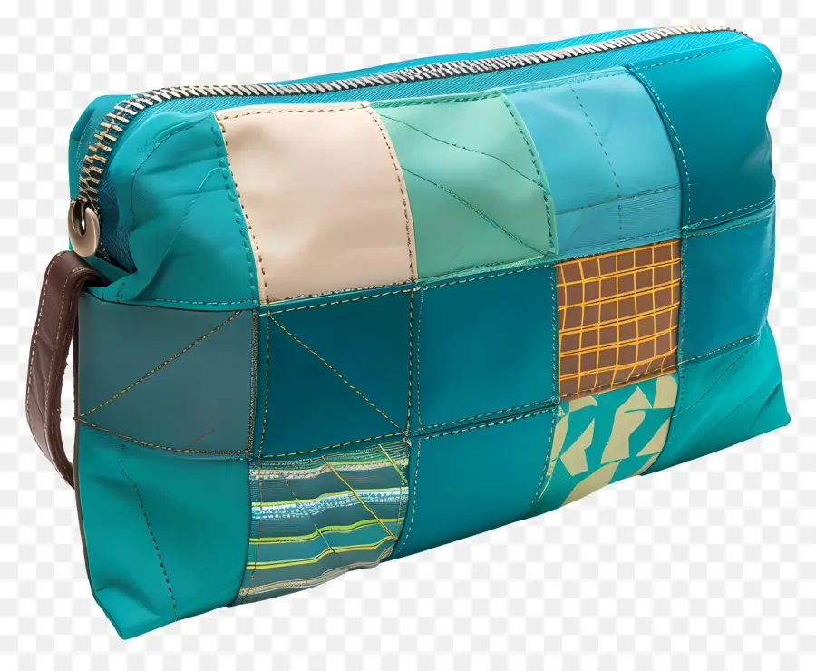 travel kit pouch patchwork handbag blue handbag shoulder strap handbag multi-color handbag