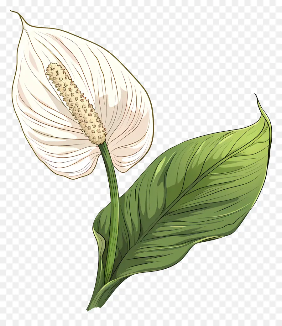 Độc thân Hòa bình Lily Hòa bình Hoa Lily Cánh hoa trắng lá xanh - Hoa Lily Hòa bình với lá xanh