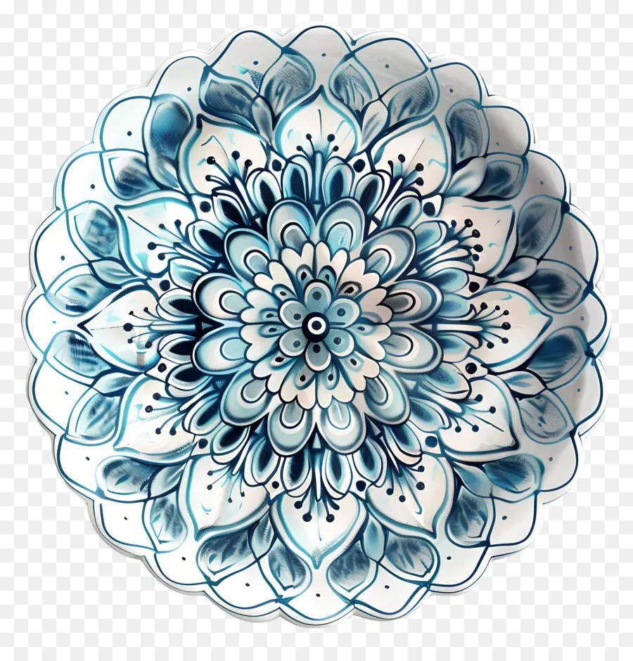 Blumenmuster - Blau -weiße Blumenkeramikplatte dekorativ