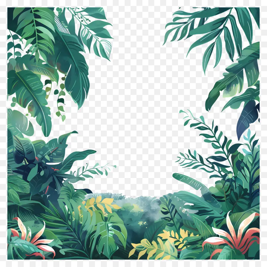 Amazonas Regenwald Dschungel Aquarell lebendige Farben Tropisch - Buntes Aquarellmalerei der lebendigen Dschungelszene