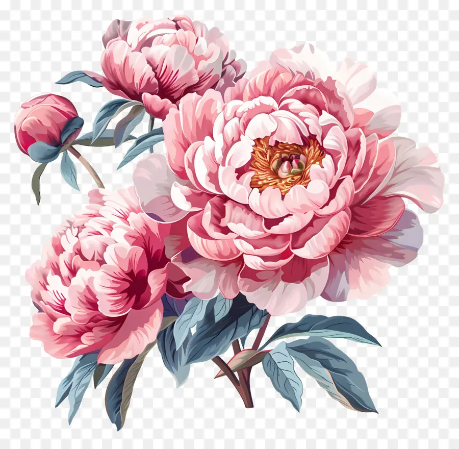 Peonies Pink Pink Peony Blumen Bouquet Symmetrische Arrangement lebendige rosa Farbe - Symmetrische Bouquet von lebendigen rosa Pfingstrosen