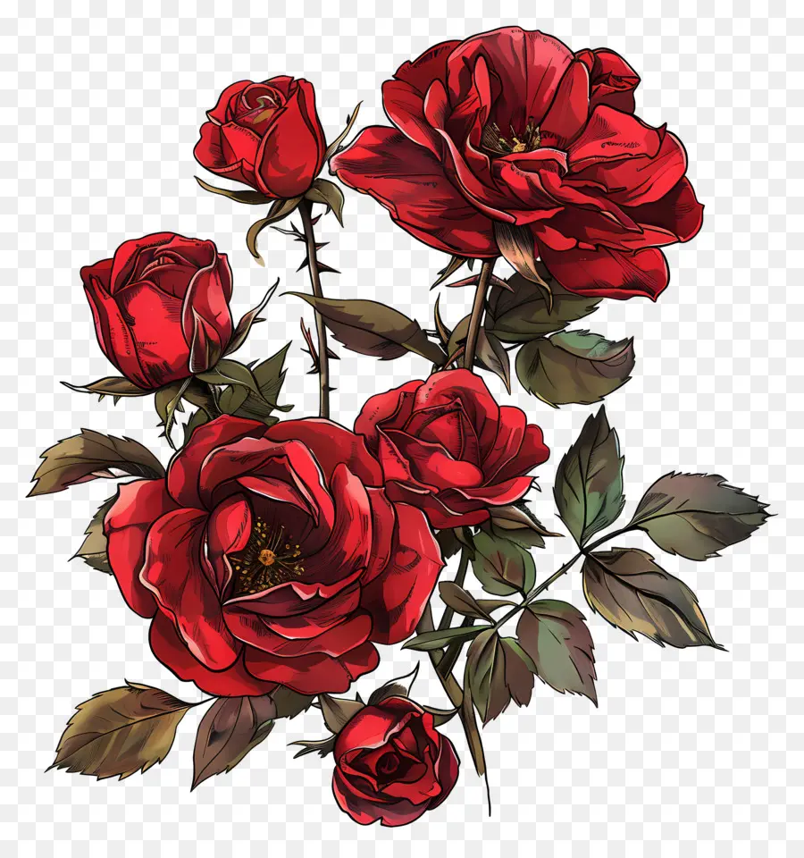 Rote Rosen - Rote Rosenstrauß auf schwarzem Hintergrund