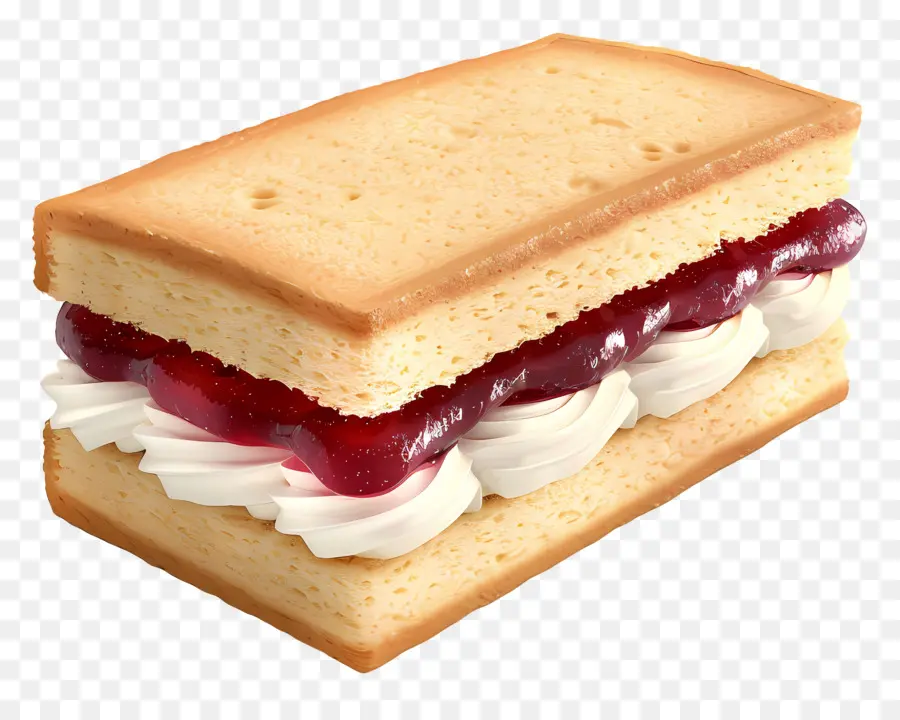 Cổ điển Victoria Sandwich Sandwich Cream Cheese Cheese Bánh mì trắng - Kem phô mai và bánh sandwich dâu tây, cắt lát