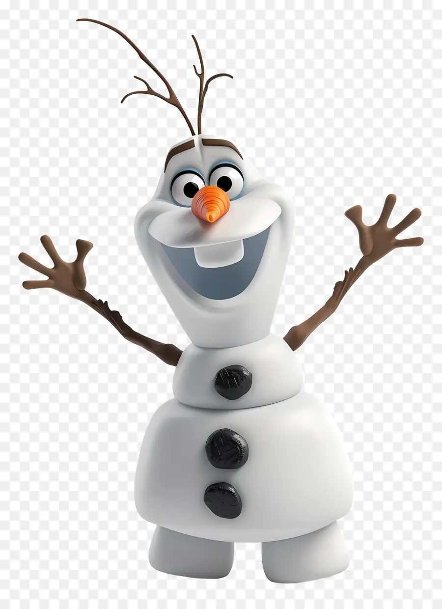 congelati olaf - Personaggio di pupazzo di neve congelato che sorride in outfit nero