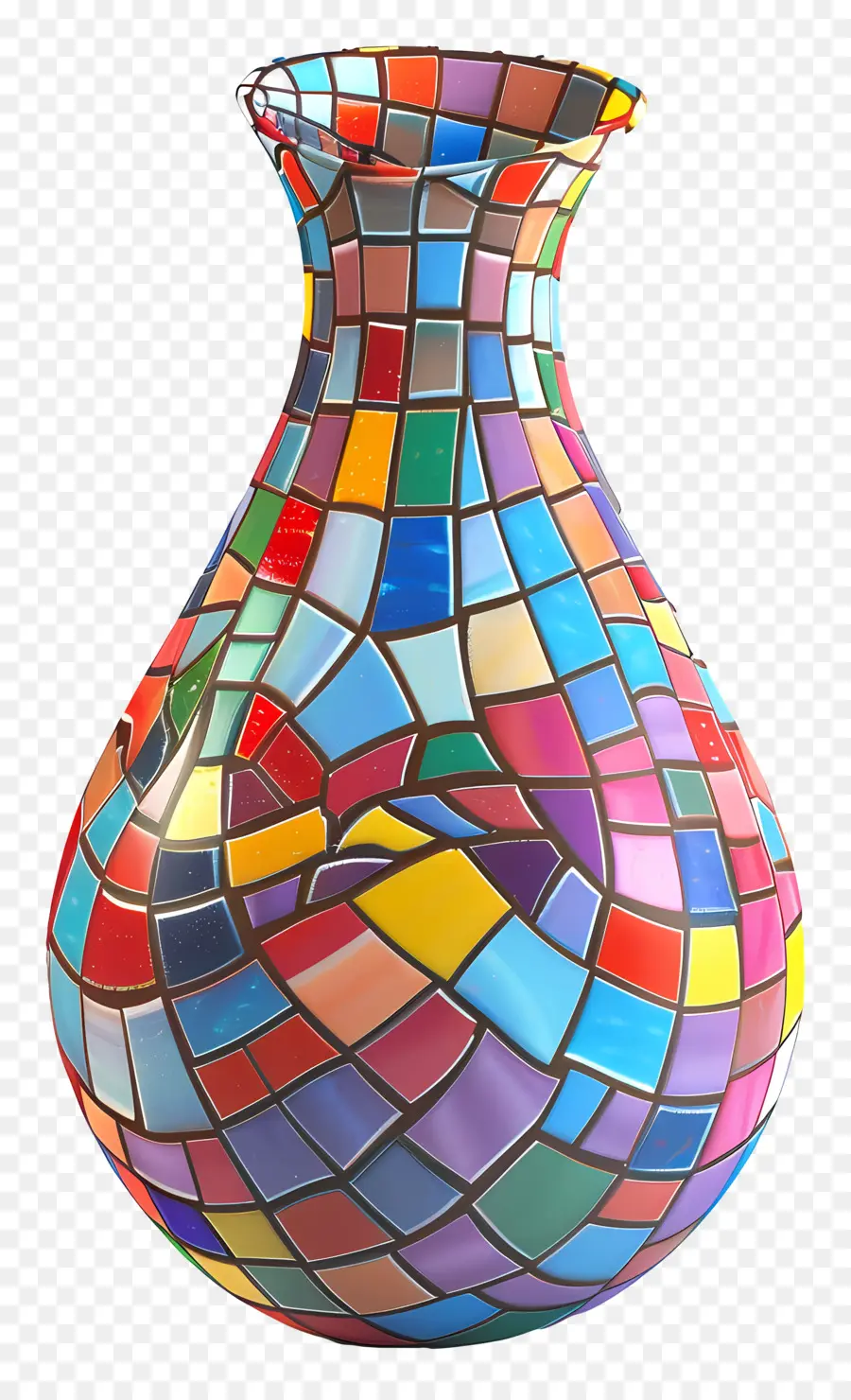 mosaic vase glass vase colorful abstract shapes iridescent symmetrical pattern