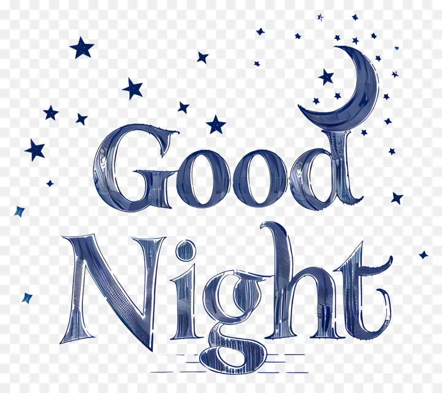 Chúc ngủ ngon đêm tốt đẹp thiết kế tối giản - Hình minh họa 'Good Night' thanh lịch với các vì sao