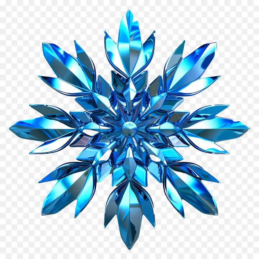 Schneeflocke - Blue Hexagonal Snowflake mit gezackten Kanten, durchscheinend