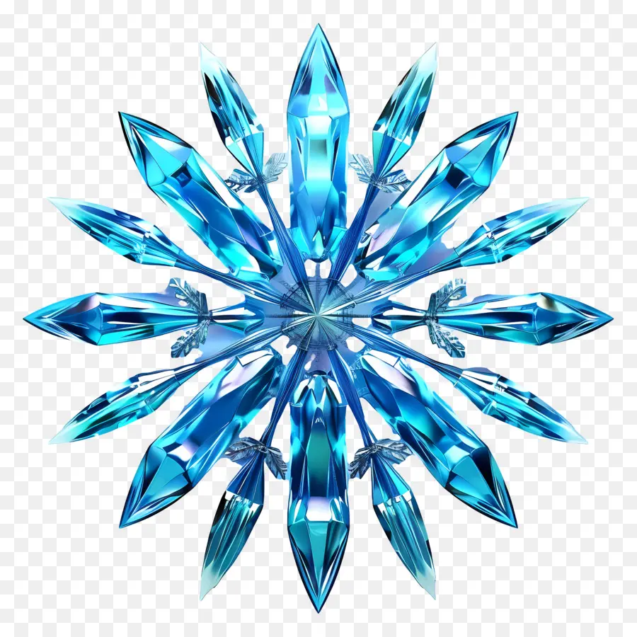 Eingefroren - Blaue Schneeflocken mit sechs spitzen Sternform