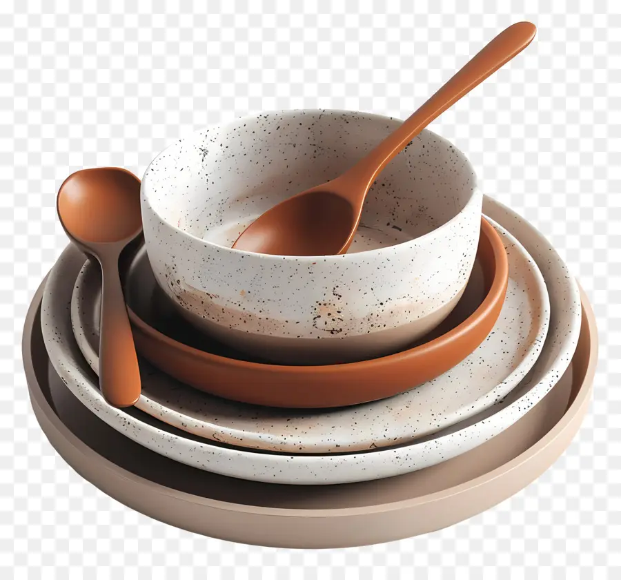 stoneware dinner set white porcelain plates black rimmed plates orange wooden spoon plate stack