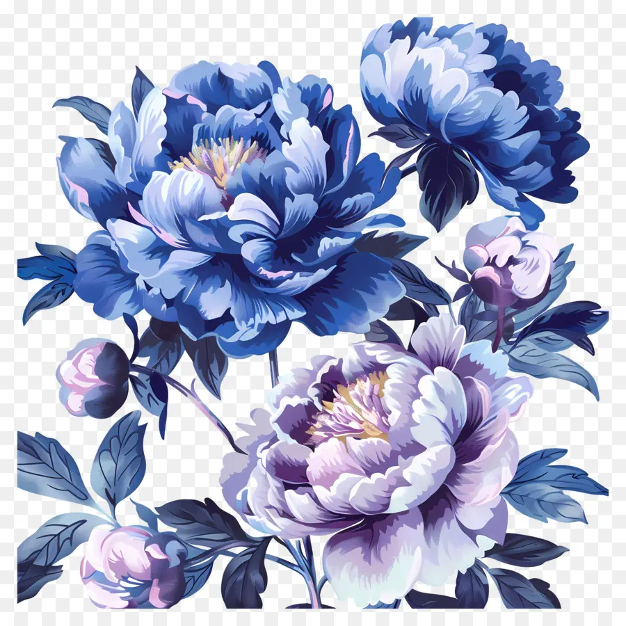 peonies blue blue peonies vase arrangement pale blue petals dark green leaves