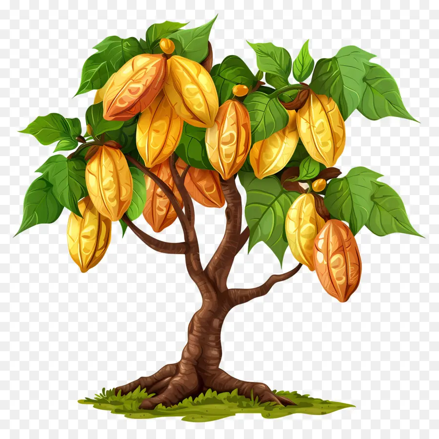 Kakaokakao Bohnen Schokoladenbaum Kakao Pflanze Kakaobohnen - Reife, pralle Kakaobohnen auf Schokoladenbaum