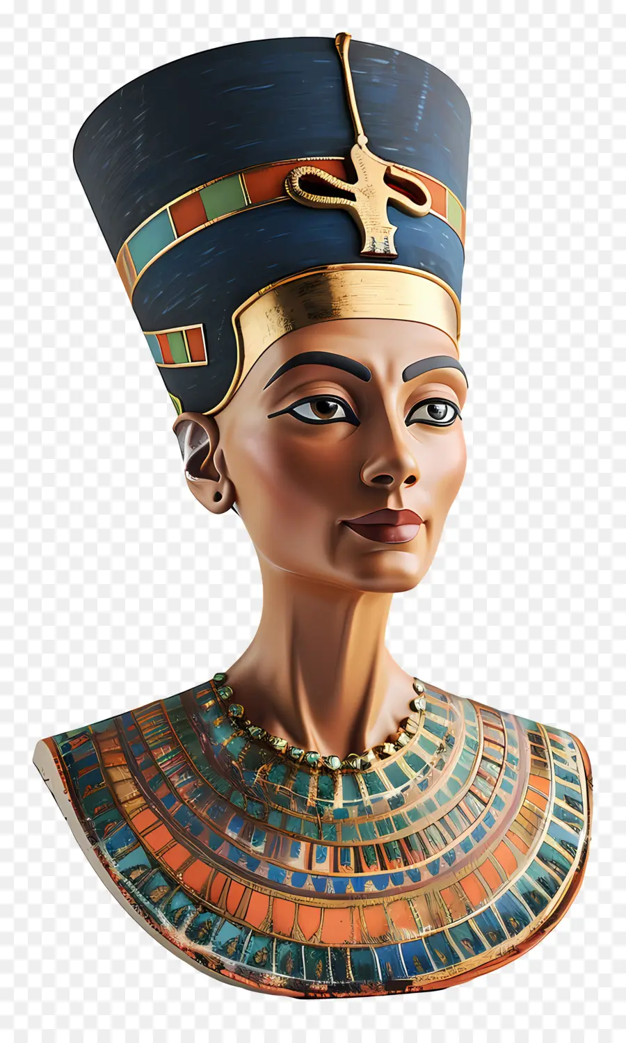 Büste der ägyptischen Frau ägyptische Frau Porträt komplizierter verzierter Stil hohe Wangenknochen mandelförmige Augen - Komplizierter, verzierter ägyptischer Frau Porträt im Oval