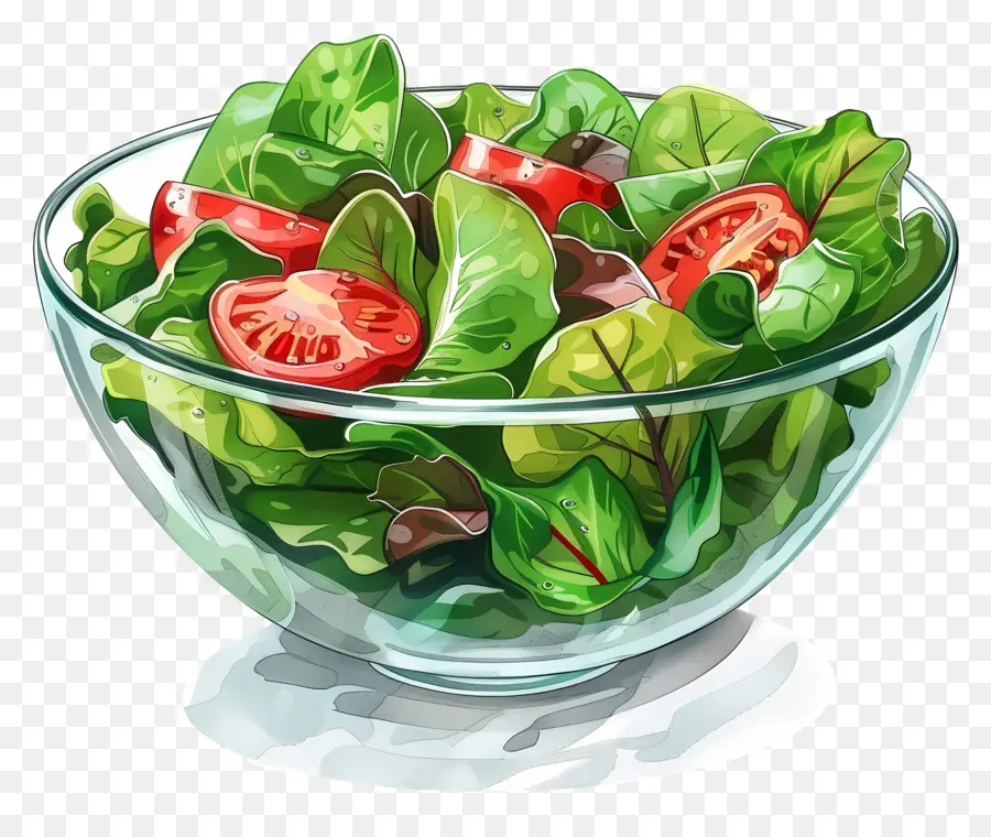 Salat - Buntes Salat mit Tomaten in der Glasschale