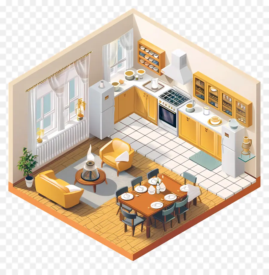 Esszimmer kleine Wohnung Küche Wohnzimmer Möbel - Kleine Apartment -Grundriss mit Küche, Wohnzimmer