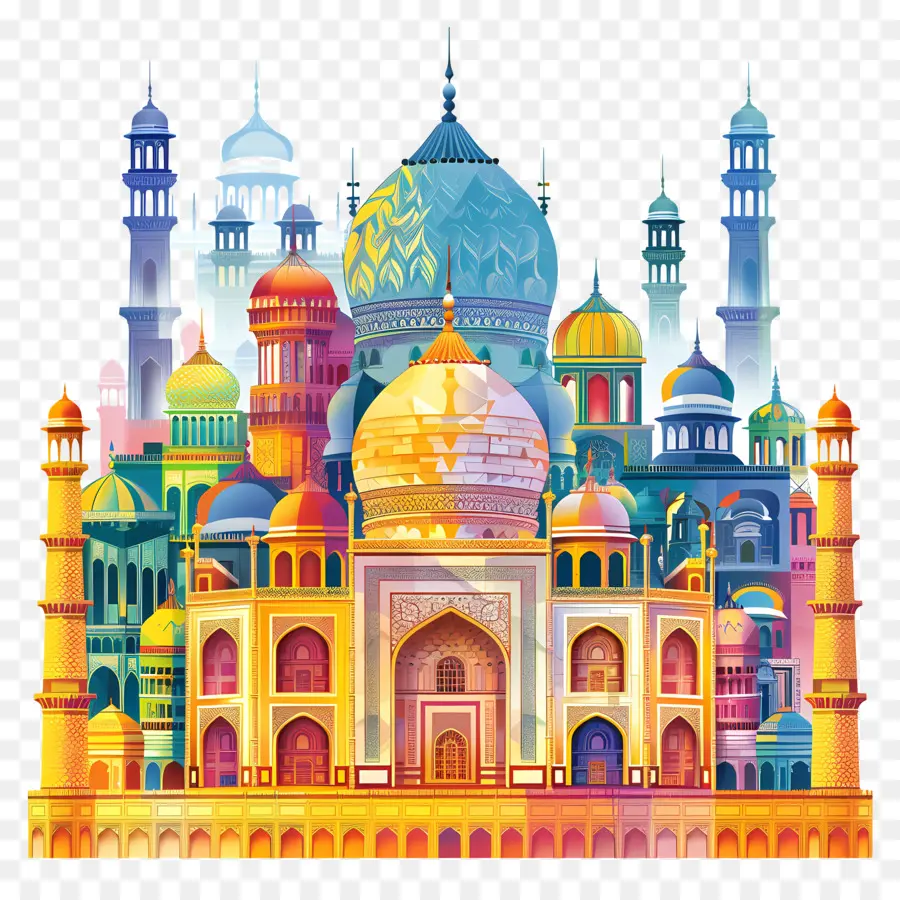 Taj Mahal - Bunte, lebendige Moschee -Kunst ruft Ruhe und Größe hervor