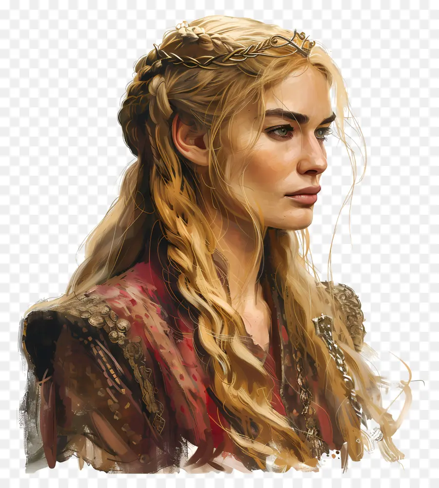 Game of Thrones - Ernsthafte blonde Frau im Gedankenporträt verloren