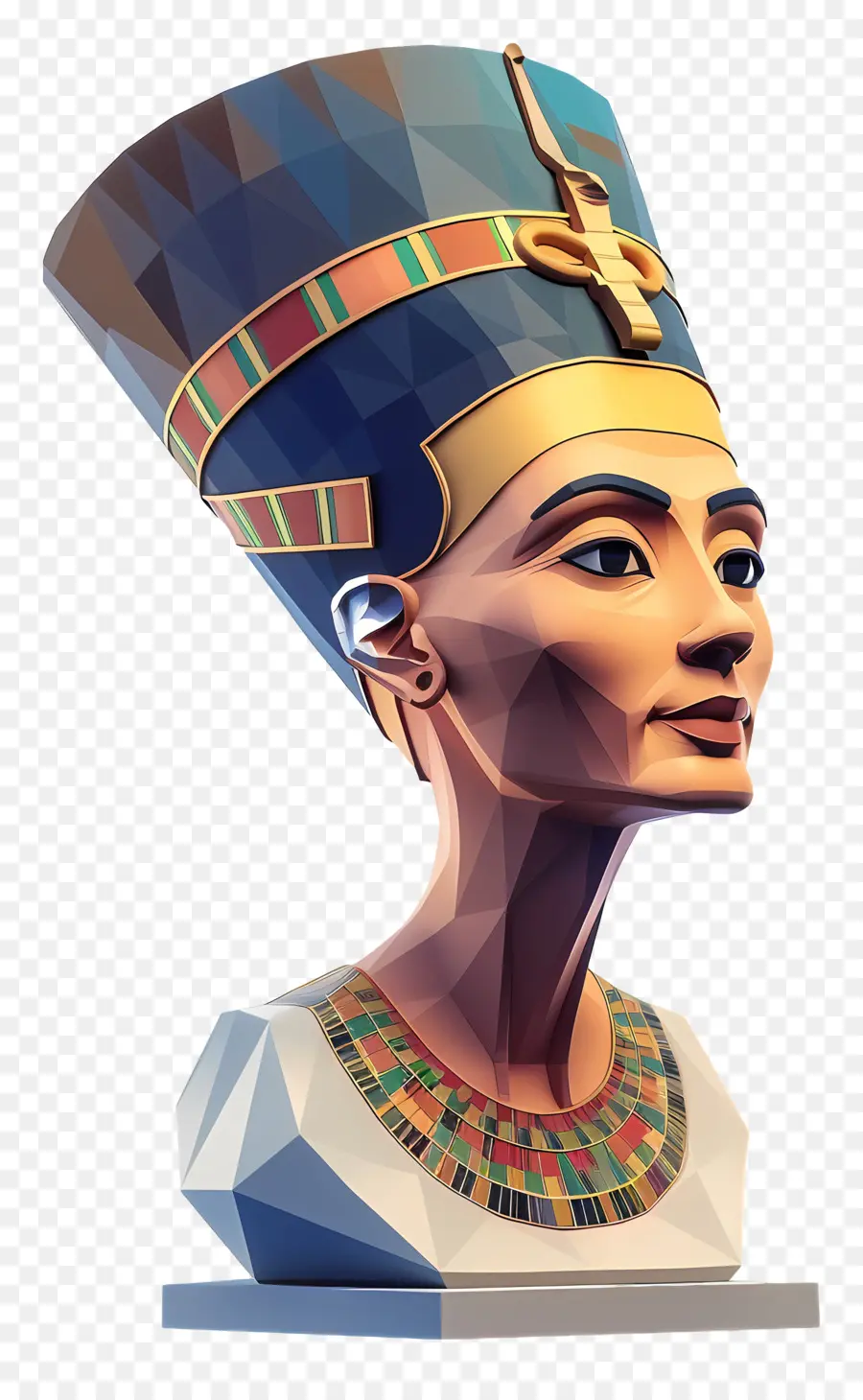 Busto di Nefertiti Egiziano Bust Collana di copricapo alto - Busto della regina egiziana con collana per copricapo