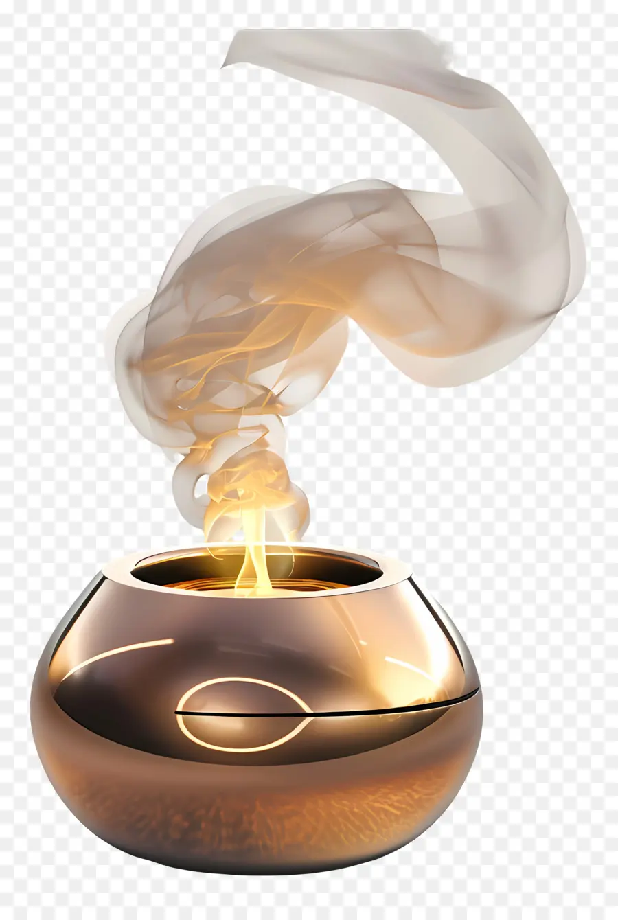 Aroma Brenner Kupferkochkochutensilien Rauch Küchenwaren - Kupfertopf mit Rauch auf dunklem Hintergrund