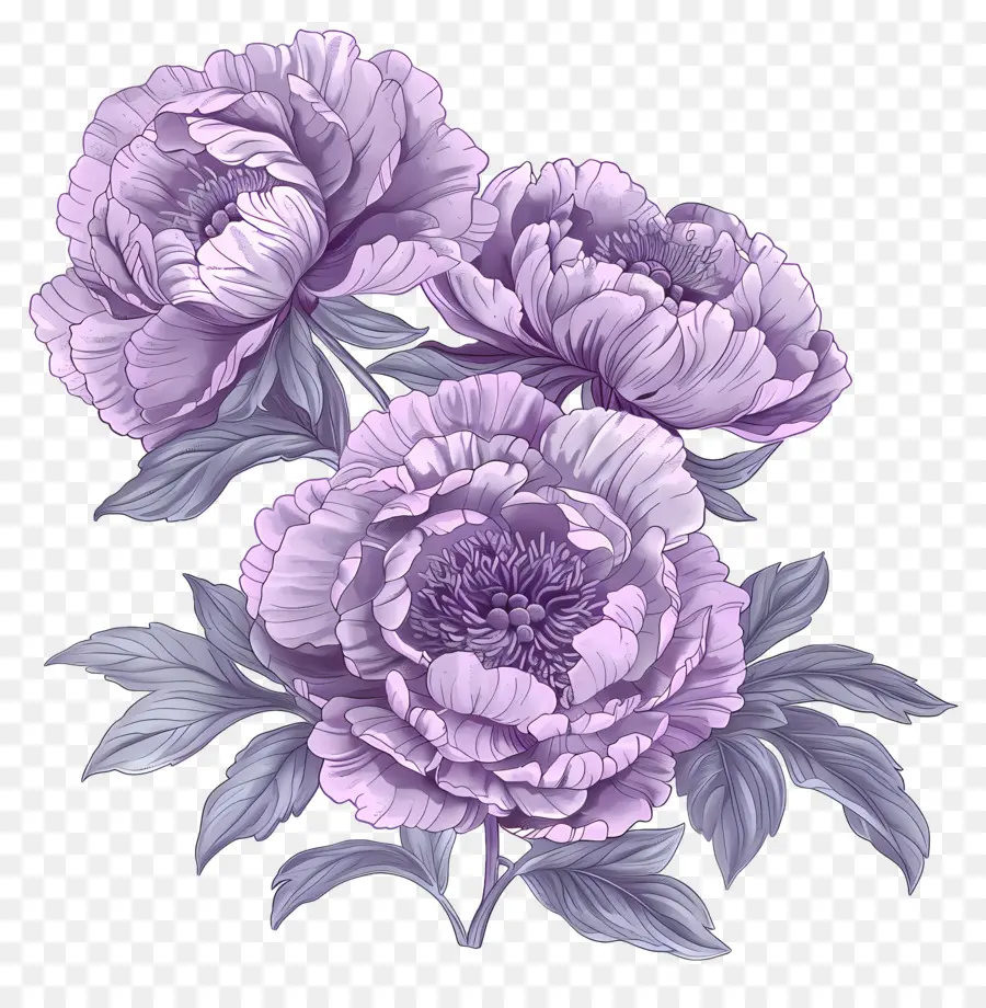 Peonies viola lilla fiori fiori bouquet fresco vibrante - Lilac Peonies in bouquet su sfondo nero