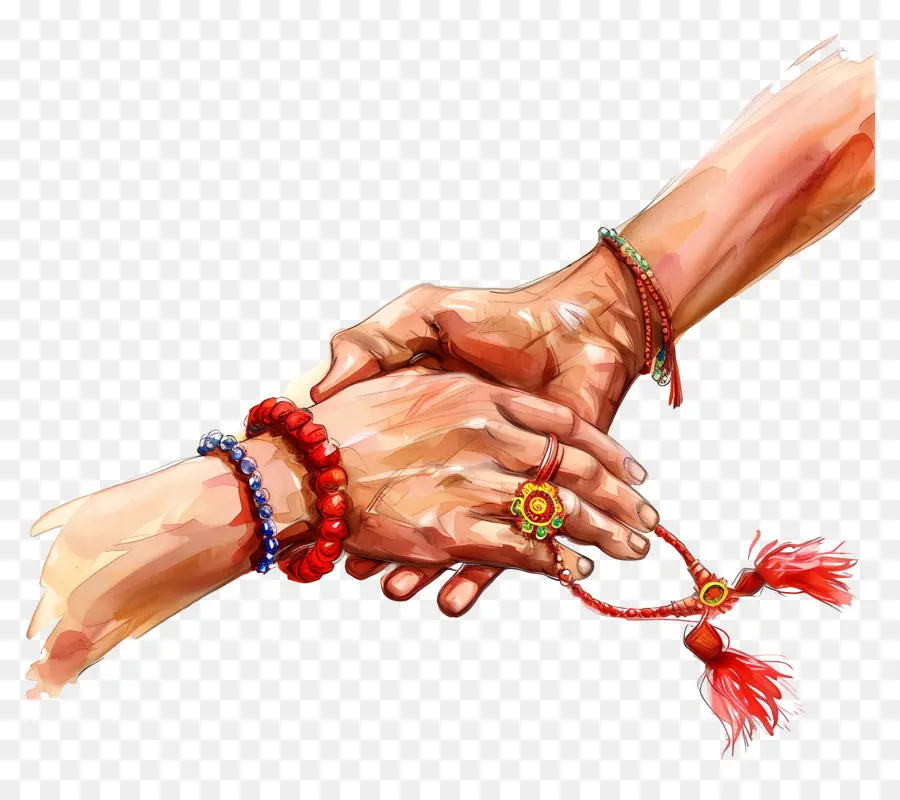 Raksha Bandhan - Zwei Hände in Freundschaft, Einheit umgefüllt