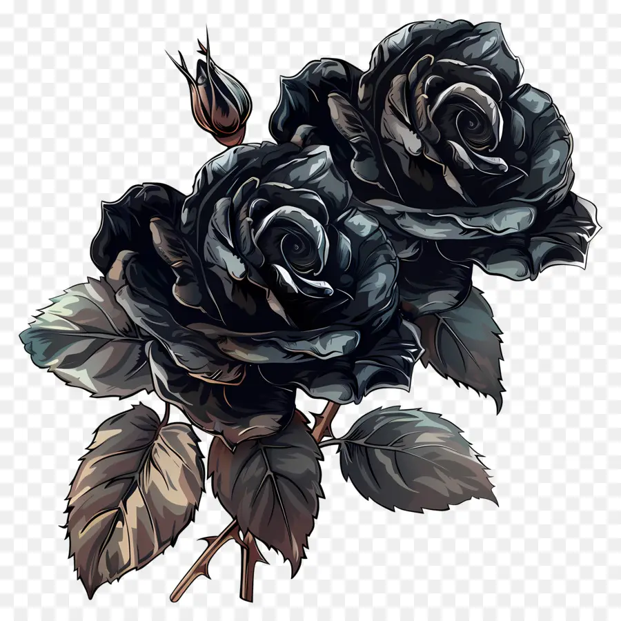 Rosenblätter - Nahaufnahme von zwei schwarzen gotischen Rosen