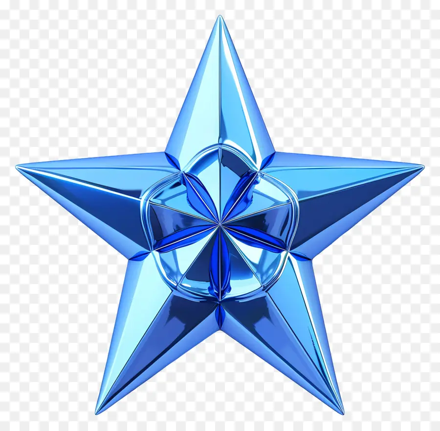 Blue Star - Blauer metallischer Stern mit scharfen Kanten und Punkten