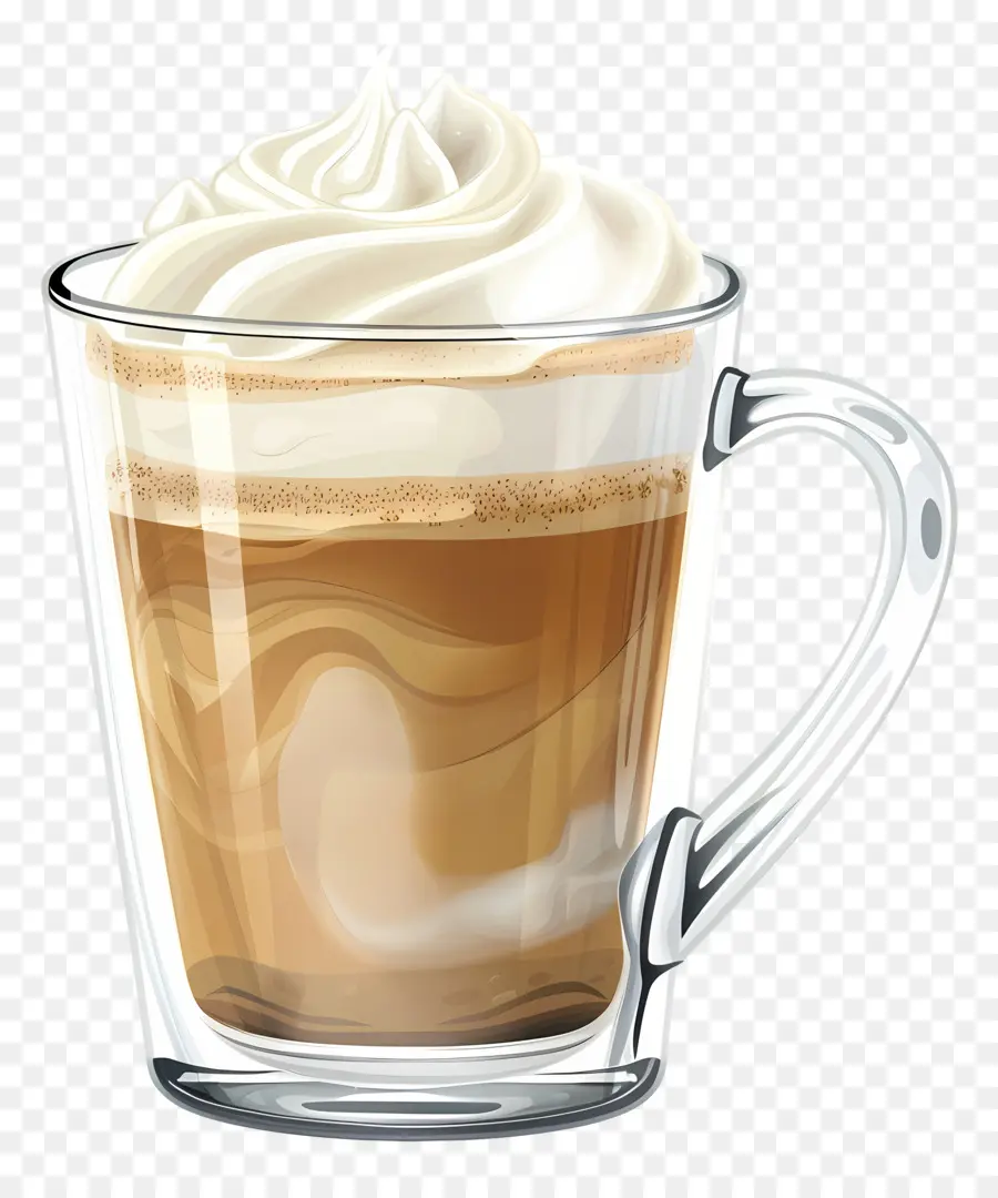 caffè - Tazza di vetro trasparente con latte schiumoso