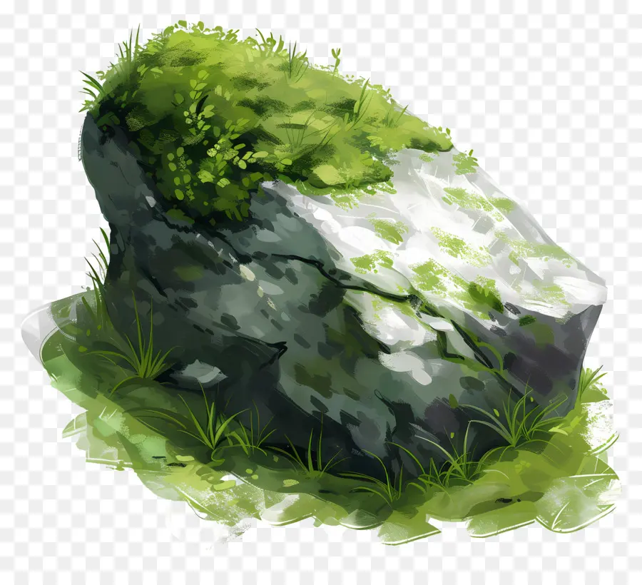 màu xanh rêu đá hình thành thảm thực vật màu xanh lá cây có kết cấu màu sáng màu đá - Rocky vượt qua thảm thực vật xanh, không có ai