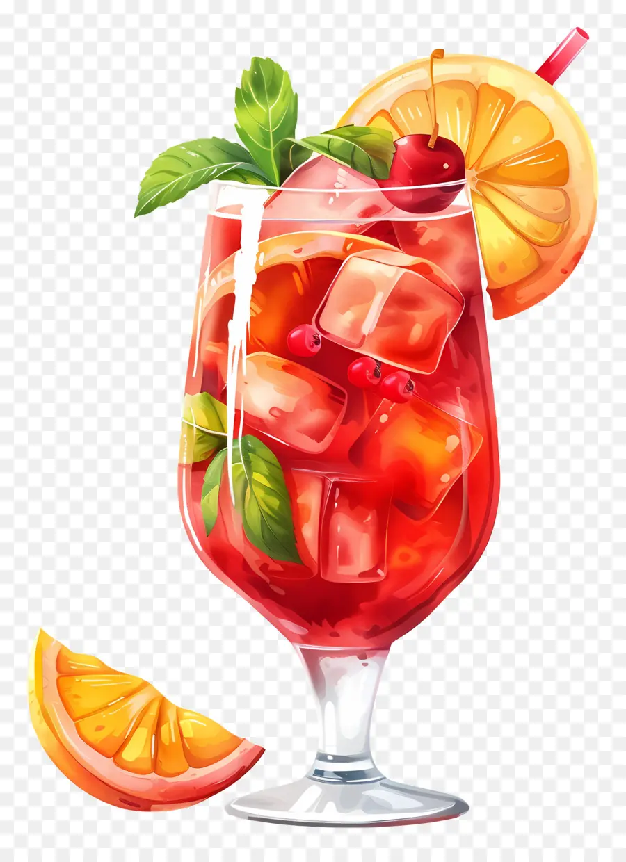Fruchtsaft - Glas rotes Sangria mit Obstscheiben