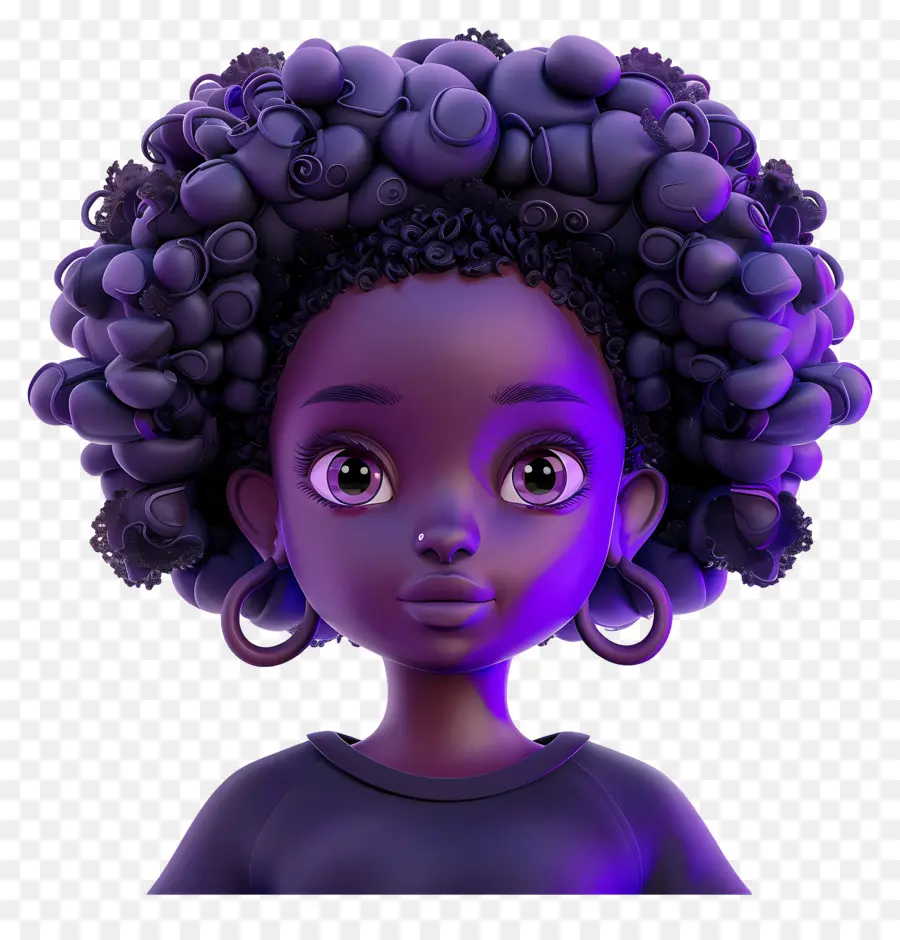 Afro schwarzes Mädchen Afroamerikaner Afro Frisur Lila Haarbrötchen Frisur Frisur - Junges afroamerikanisches Mädchen mit lila Afro