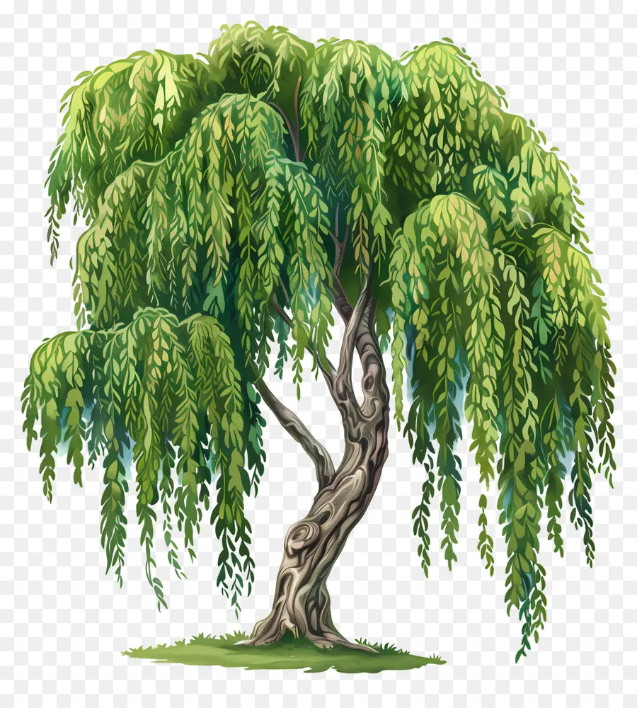 Weeping Willow Willow Tree Bree Green Nature Baumzweiste weinen - Grüner Weidenbaum auf schwarzem Hintergrund