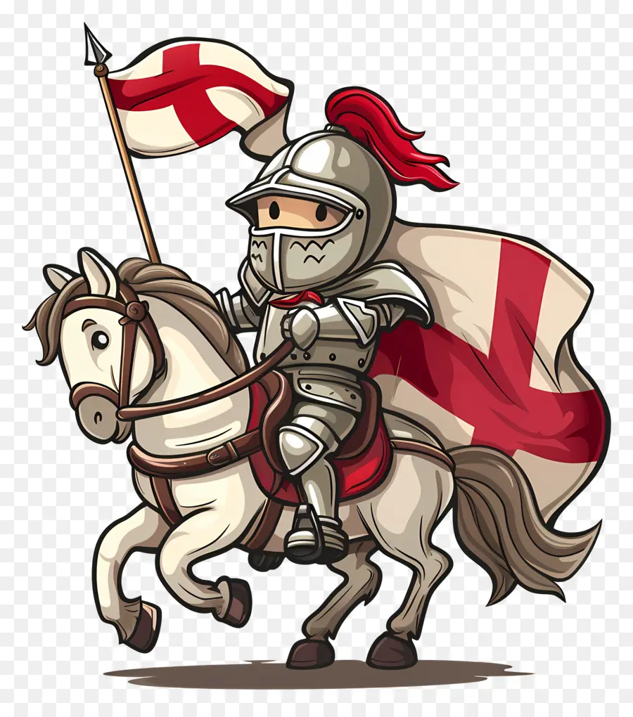 st. 
Bandiera di Georges Day Knight Horse Inghilterra - Cavaliere cavaliere con bandiera dell'Inghilterra