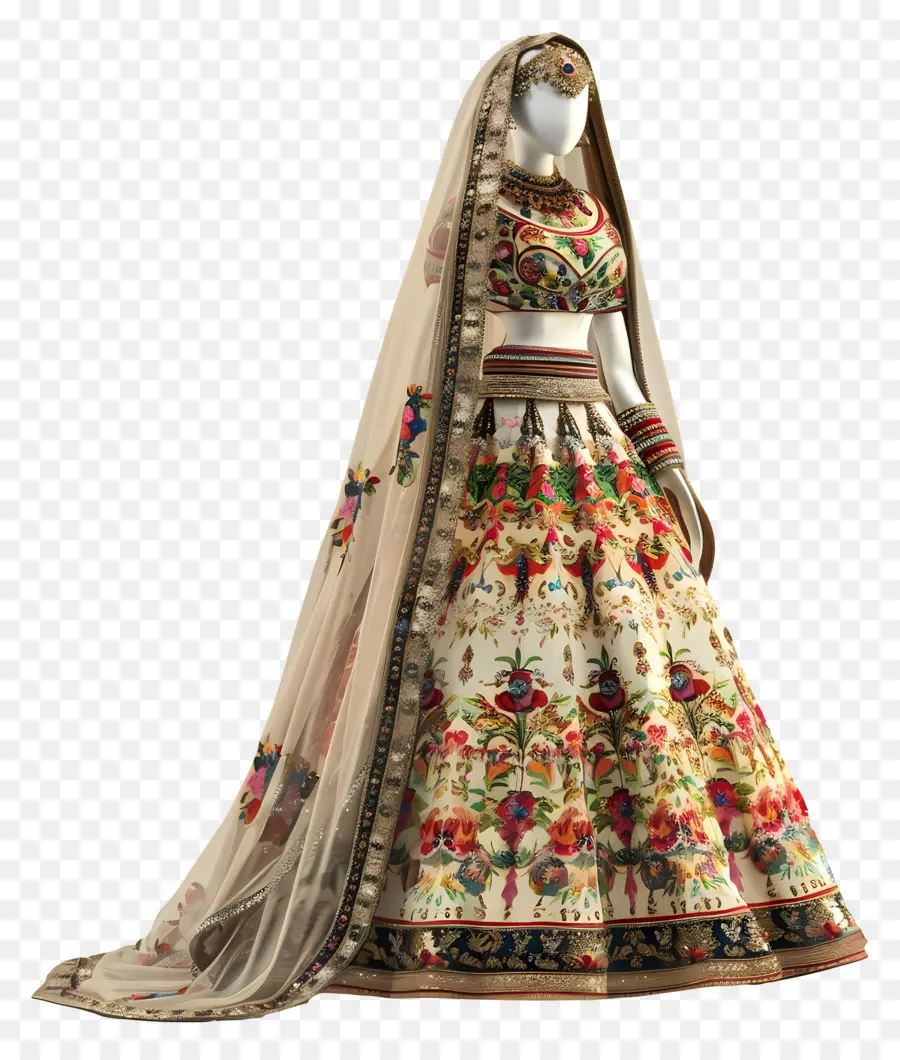 disegno floreale - Elegante abito da sposa con abbellimenti di design floreale