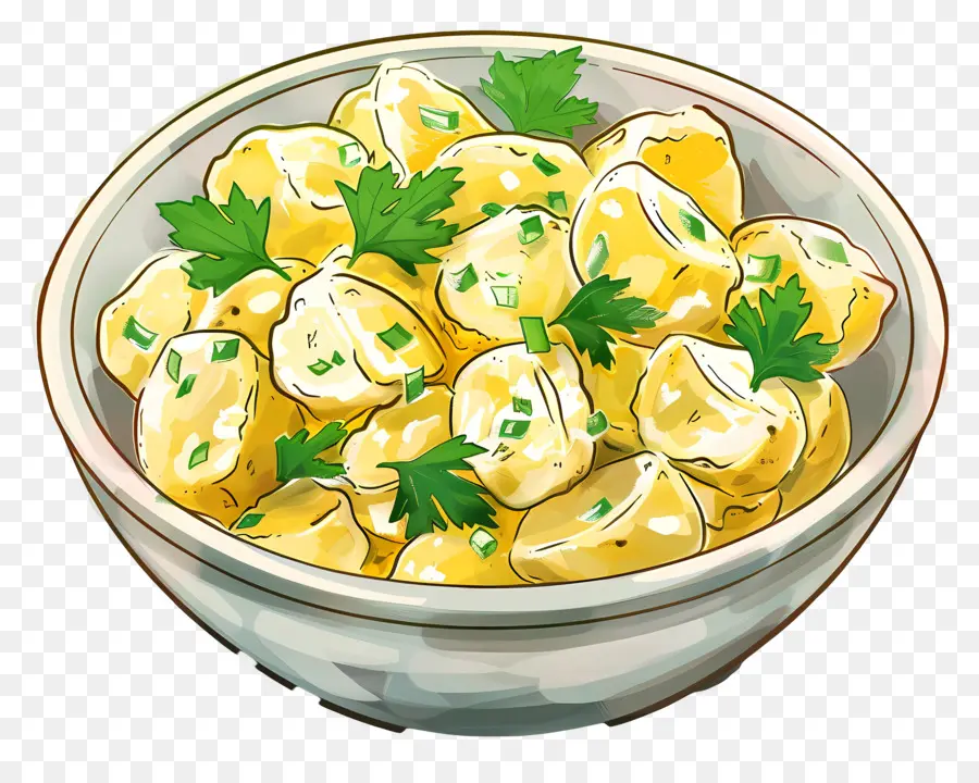 Petersilie - Goldene gelbe Kartoffeln mit Petersilie zur Dekoration