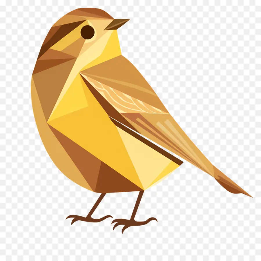 Bird Day Yellow Bird Schwarz Schnabel braune Federn niedrig Polygon Design - Gelber Vogel mit schwarzem Schnabel, abstraktes Design