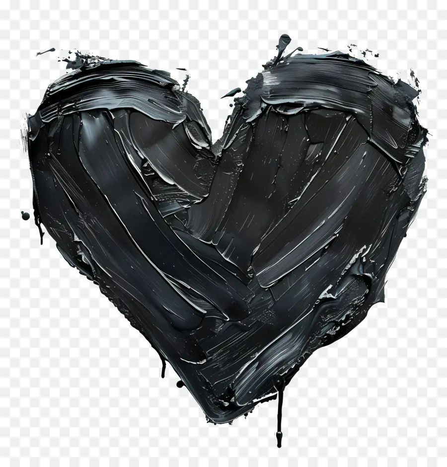 schwarz Herz - Schwarzes Farbe Herz mit Tropfen bedeckt, Spritzer
