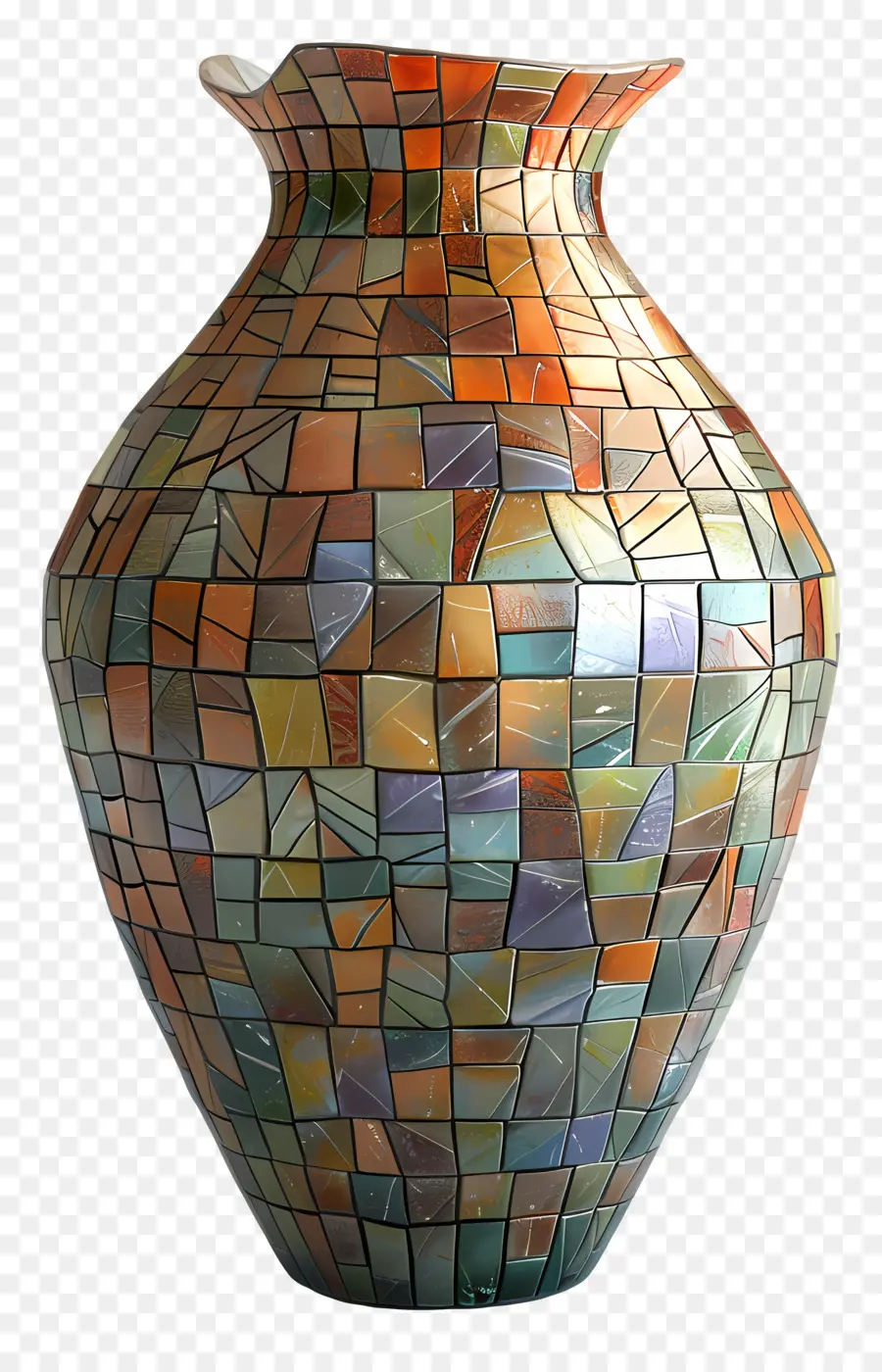 Mosaikvase große Keramikvase Mosaikfliesen farbenfrohe Muster strukturierte Oberfläche - Farbenfrohe mosaische Keramikvase mit strukturierter Oberfläche