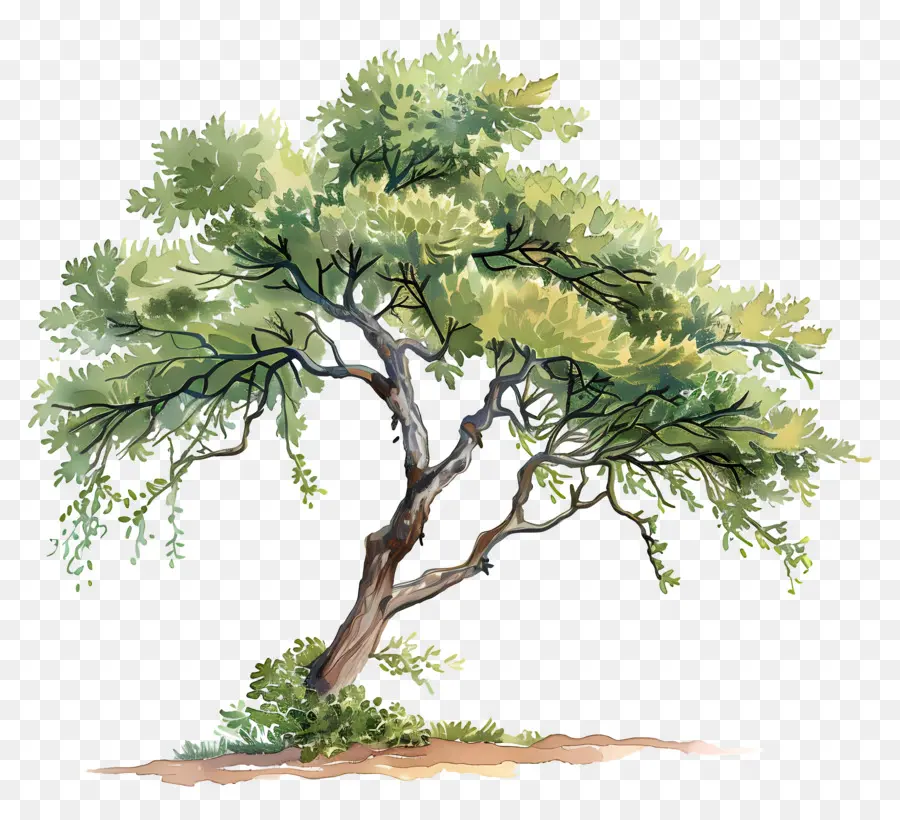 Acacia baumgrün Blätter Gras - Schwarz -Weiß -Bild von üppigem grünen Baum
